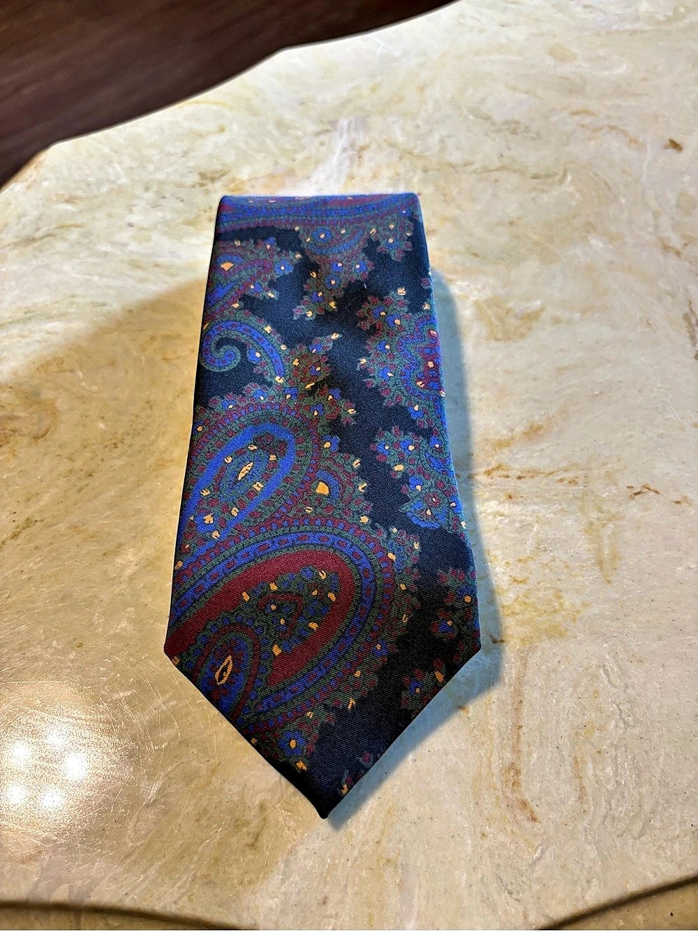 Polo Ralph Lauren Paisley Silk-Style Tie in Blue & Red Like New
